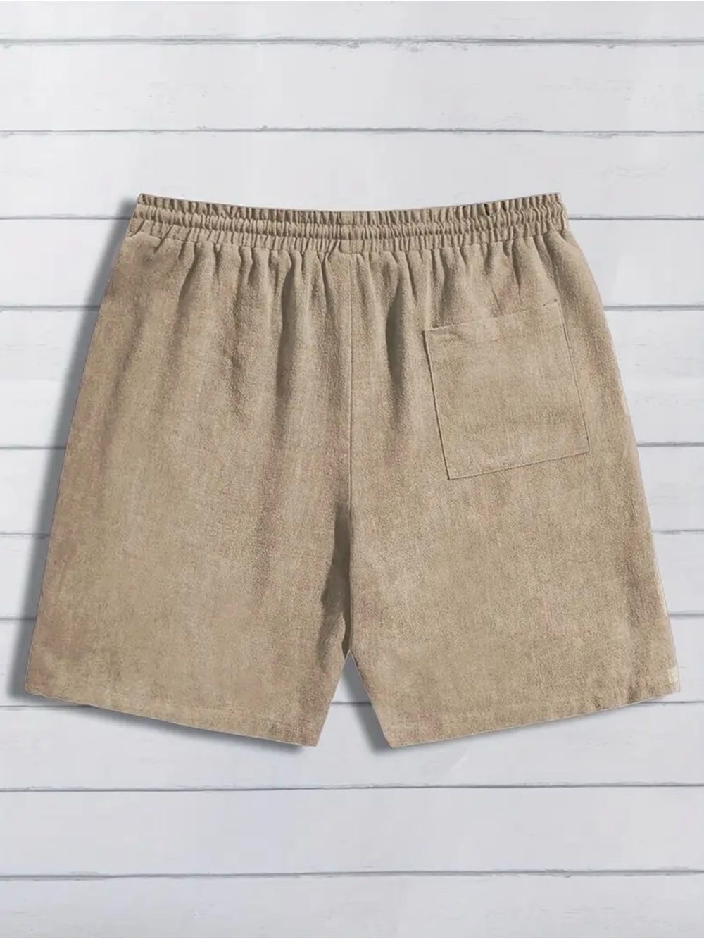Men's Casual Drawstring Shorts in Beige - Picture 2 of 4